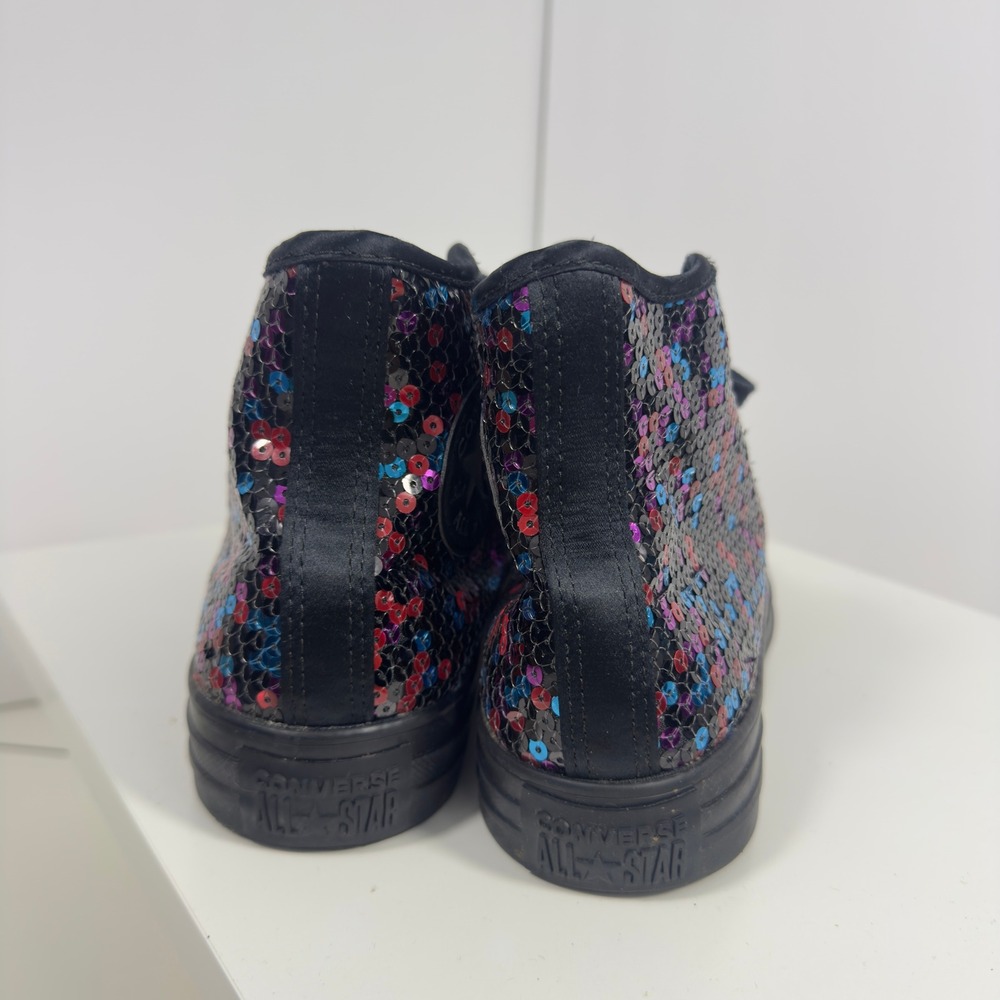 Converse Chuck Taylor All Star Hi Sequins Womens 8 Black Blue Cherry Red Bling - Picture 9 of 16